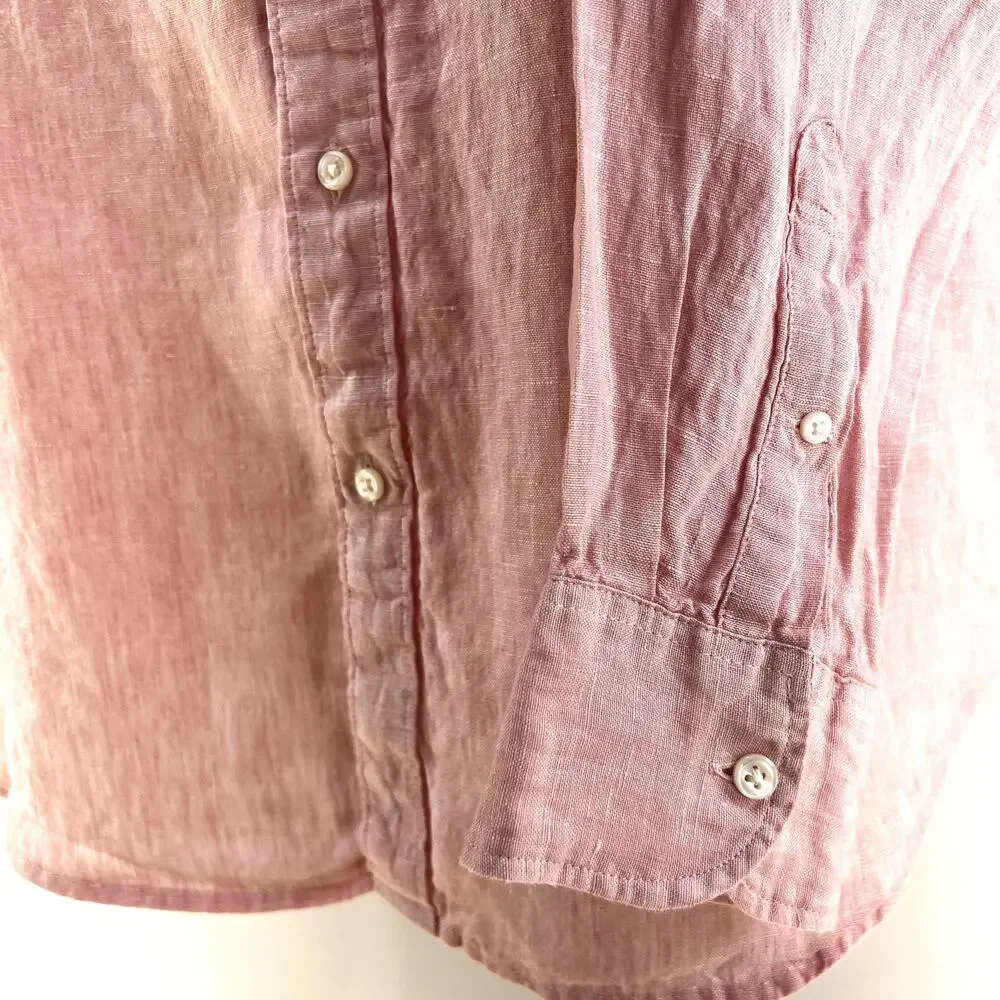J. Crew Baird McNutt Irish Linen Button Down Shirt Long Sleeves Pink K7897